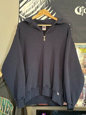 Vintage Russell Athletic Navy Blue Quarter-zip